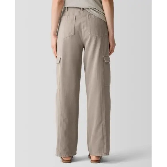 Eileen Fisher Organic Cotton Wide Leg Cargo Pant Size Medium NWT - Picture 2 of 10